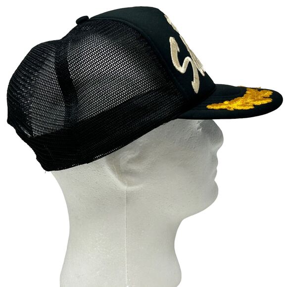 Vintage The Shuttle Trucker Hat Baseball Cap 80s Scrambled Eggs Snapback Black - Picture 3 of 11